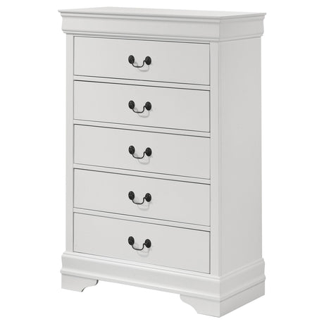 Louis Philippe 5-drawer Bedroom Chest White by Coaster at Eve Furniture