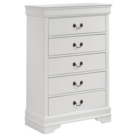 Louis Philippe 5-drawer Bedroom Chest White by Coaster at Eve Furniture