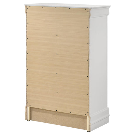 Louis Philippe 5-drawer Bedroom Chest White by Coaster at Eve Furniture