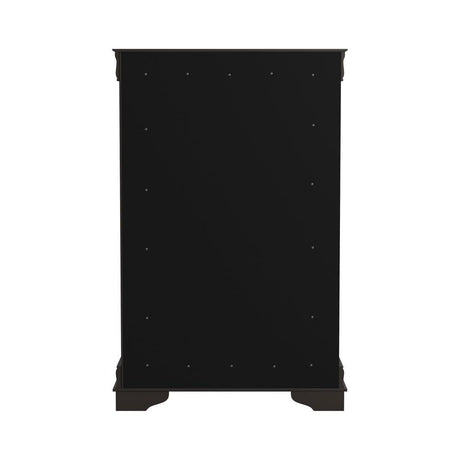 Louis Philippe Cappuccino 5-Drawer Chest with Silver Bails by Coaster at Eve Furniture