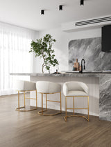 Louvre Barstool in Cream and Titanium Gold by Manhattan Comfort at Eve Furniture