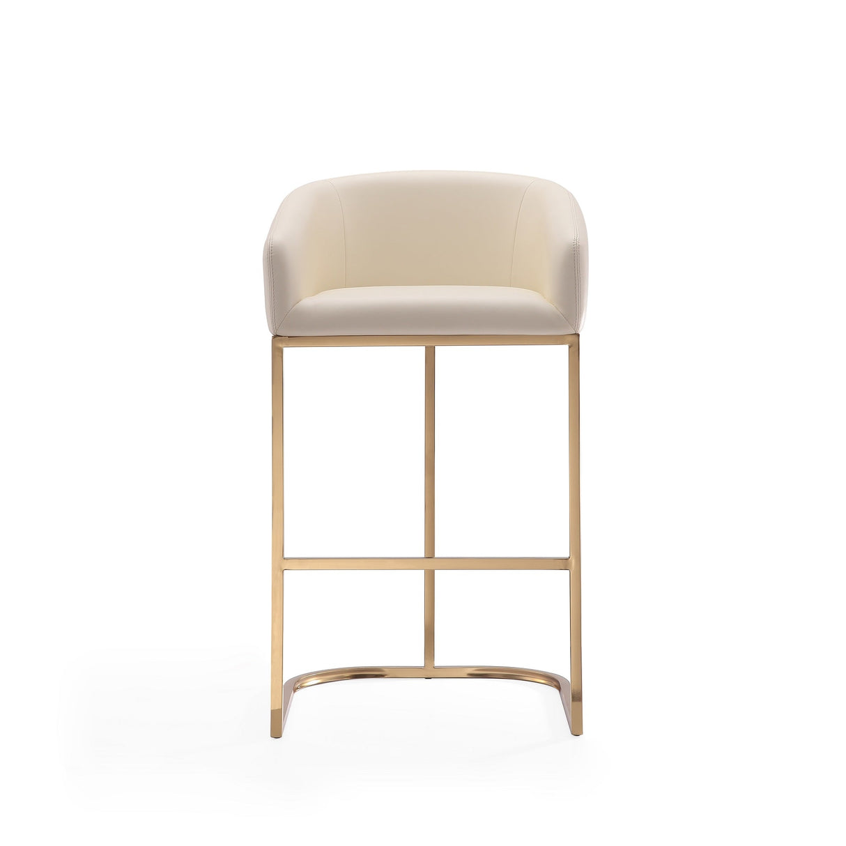 Louvre Barstool in Cream and Titanium Gold by Manhattan Comfort at Eve Furniture