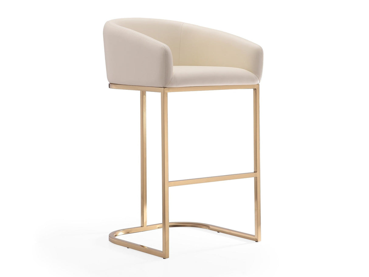 Louvre Barstool in Cream and Titanium Gold by Manhattan Comfort at Eve Furniture