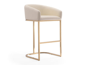Louvre Barstool in Cream and Titanium Gold by Manhattan Comfort at Eve Furniture