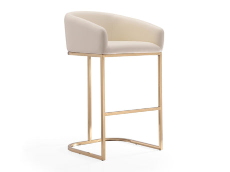 Louvre Barstool in Cream and Titanium Gold by Manhattan Comfort at Eve Furniture