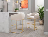 Louvre Barstool in Cream and Titanium Gold (set of 2) by Manhattan Comfort at Eve Furniture