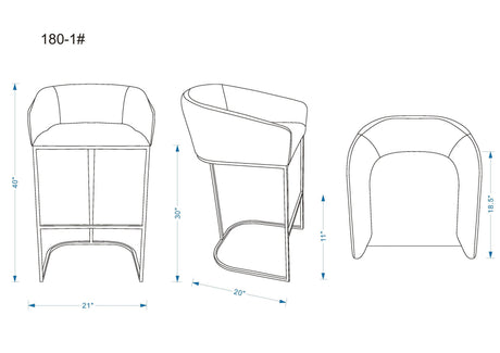 Louvre Barstool in Cream and Titanium Gold (set of 2) by Manhattan Comfort at Eve Furniture