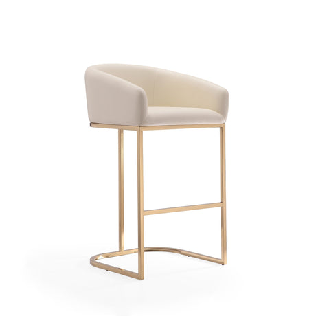 Louvre Barstool in Cream and Titanium Gold (set of 2) by Manhattan Comfort at Eve Furniture