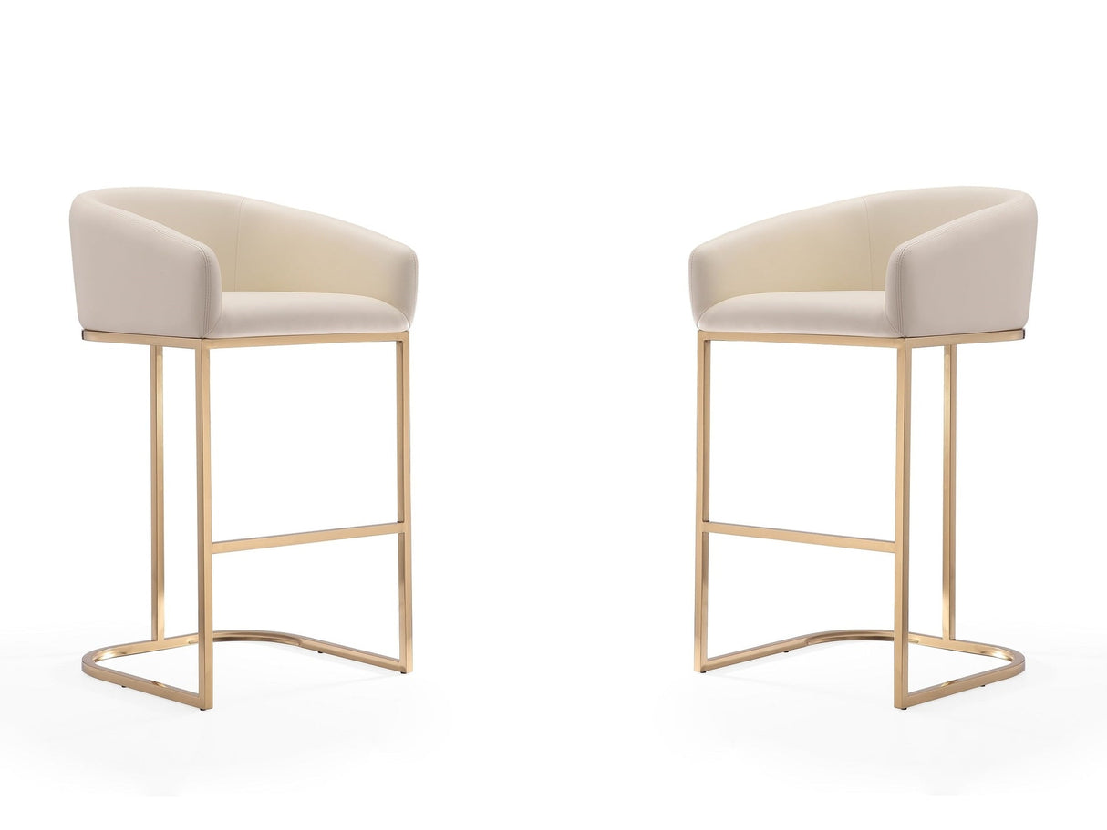 Louvre Barstool in Cream and Titanium Gold (set of 2) by Manhattan Comfort at Eve Furniture