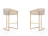 Louvre Barstool in Cream and Titanium Gold (set of 2) by Manhattan Comfort at Eve Furniture