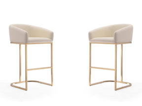 Louvre Barstool in Cream and Titanium Gold (set of 2) by Manhattan Comfort at Eve Furniture