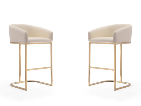 Louvre Barstool in Cream and Titanium Gold (set of 2) by Manhattan Comfort at Eve Furniture