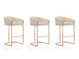 Louvre Barstool in Cream and Titanium Gold (set of 3) by Manhattan Comfort at Eve Furniture