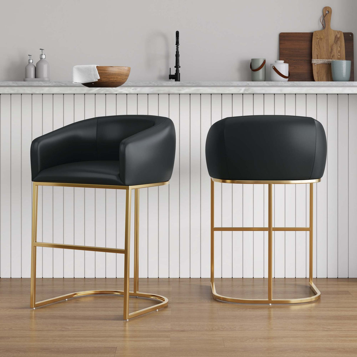 Louvre Counter Stool in Black (set of 2) by Manhattan Comfort at Eve Furniture