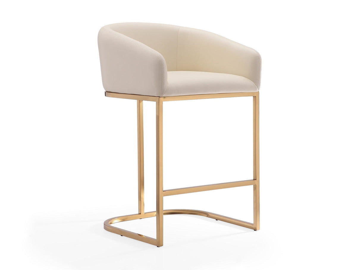 Louvre Counter Stool in Cream and Titanium Gold by Manhattan Comfort at Eve Furniture