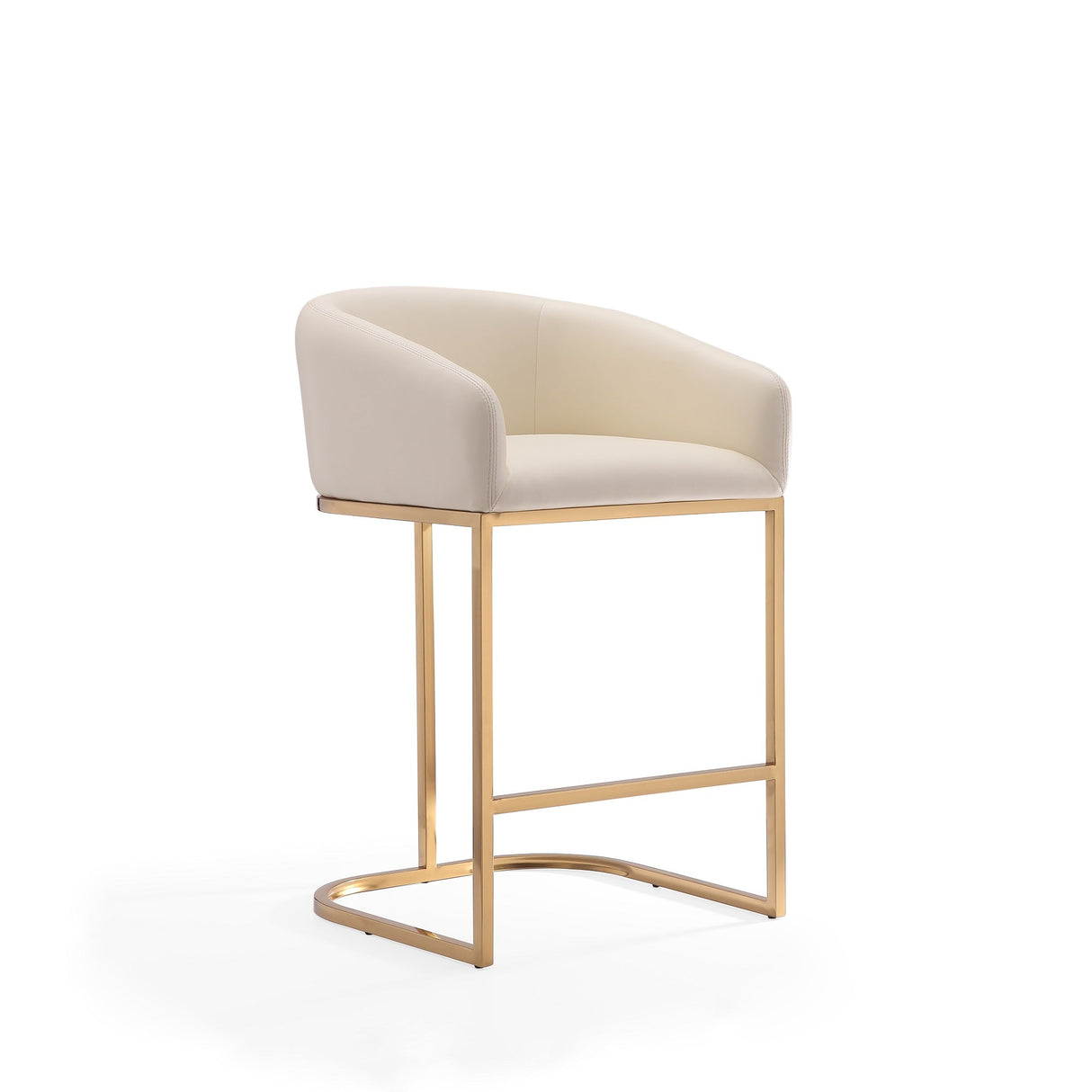 Louvre Counter Stool in Cream and Titanium Gold (set of 2) by Manhattan Comfort at Eve Furniture