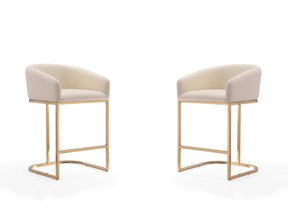 Louvre Counter Stool in Cream and Titanium Gold (set of 2) by Manhattan Comfort at Eve Furniture