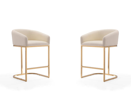 Louvre Counter Stool in Cream and Titanium Gold (set of 2) by Manhattan Comfort at Eve Furniture