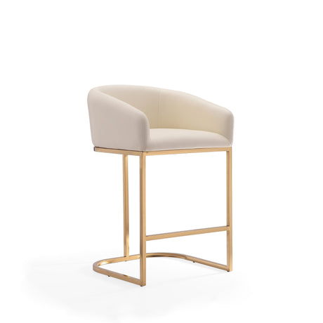 Louvre Counter Stool in Cream and Titanium Gold (set of 3) by Manhattan Comfort at Eve Furniture