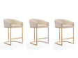 Louvre Counter Stool in Cream and Titanium Gold (set of 3) by Manhattan Comfort at Eve Furniture