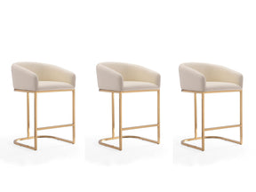 Louvre Counter Stool in Cream and Titanium Gold (set of 3) by Manhattan Comfort at Eve Furniture