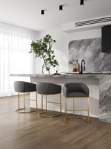 Louvre Counter Stool in Grey and Titanium Gold by Manhattan Comfort at Eve Furniture
