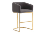 Louvre Counter Stool in Grey and Titanium Gold by Manhattan Comfort at Eve Furniture