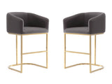 Louvre Counter Stool in Grey and Titanium Gold (set of 2) by Manhattan Comfort at Eve Furniture
