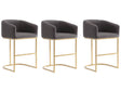Louvre Counter Stool in Grey and Titanium Gold (set of 3) by Manhattan Comfort at Eve Furniture