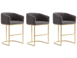 Louvre Counter Stool in Grey and Titanium Gold (set of 3) by Manhattan Comfort at Eve Furniture