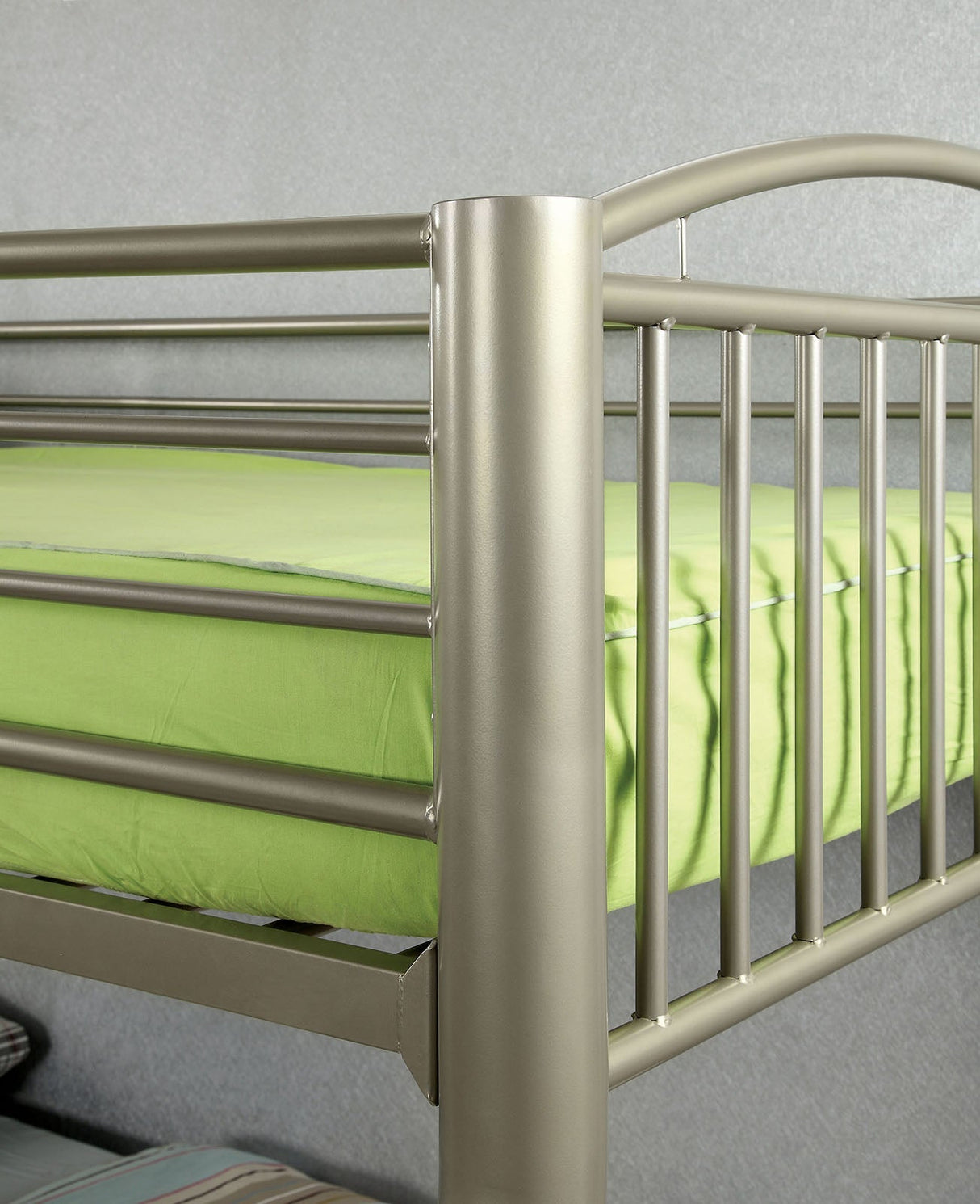 Lovia Metallic Gold Bunk Twin Bed/Full by Furniture of America at Eve Furniture