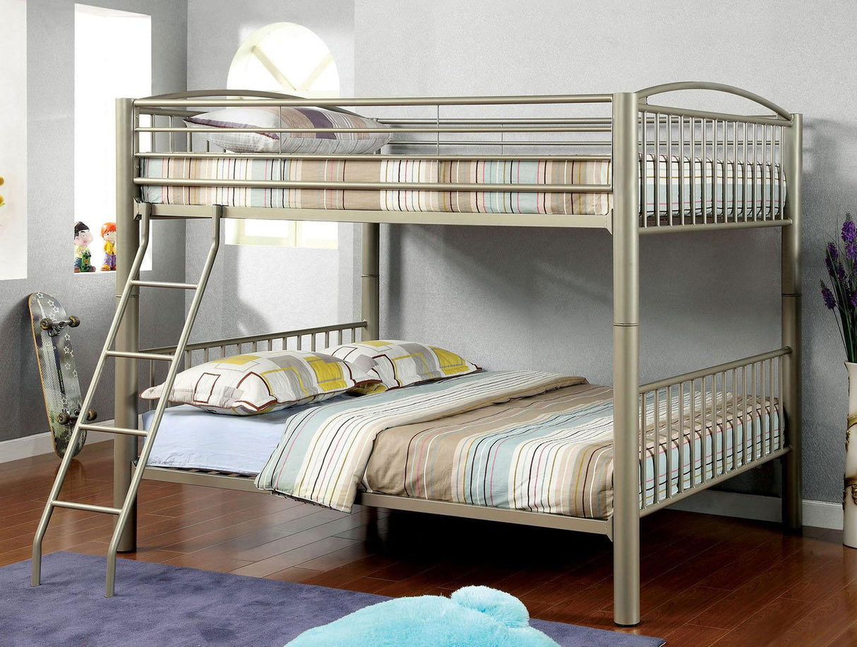 Lovia Metallic Gold Full/Full Bunk Bed by Furniture of America at Eve Furniture
