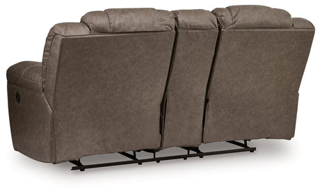 Lowilla Driftwood DBL Rec Loveseat with Console by Ashley at Eve Furniture