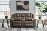 Lowilla Driftwood Reclining Sofa and Loveseat by Ashley at Eve Furniture