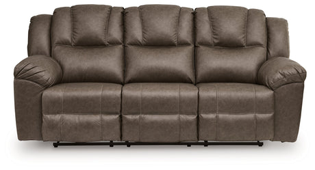 Lowilla Driftwood Reclining Sofa and Loveseat by Ashley at Eve Furniture