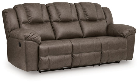 Lowilla Driftwood Reclining Sofa and Loveseat by Ashley at Eve Furniture