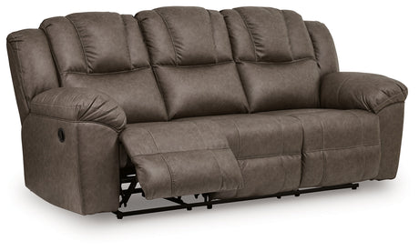 Lowilla Driftwood Reclining Sofa and Loveseat by Ashley at Eve Furniture