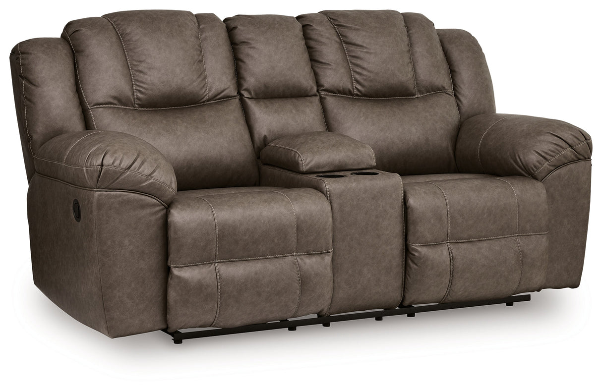 Lowilla Driftwood Reclining Sofa and Loveseat by Ashley at Eve Furniture