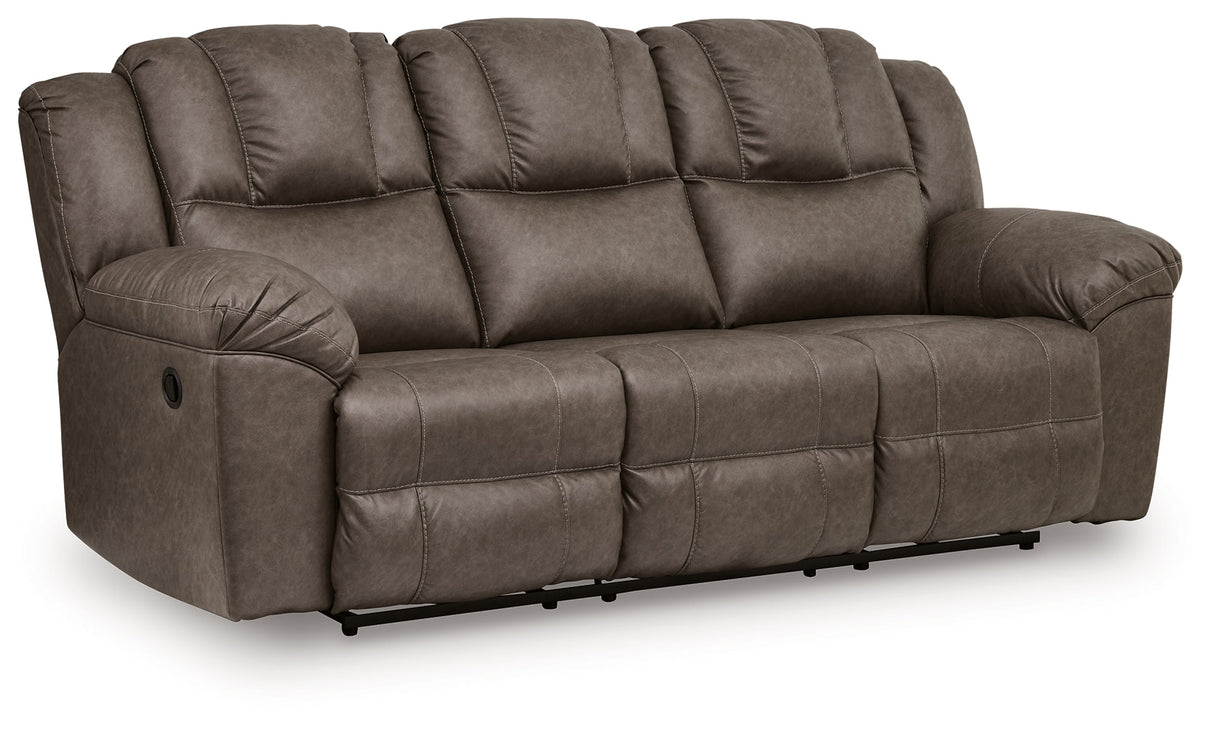 Lowilla Driftwood Reclining Sofa by Ashley at Eve Furniture