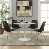 Lowry Black 5-Piece Round Dining Set with Tulip Table and Eiffel Chairs