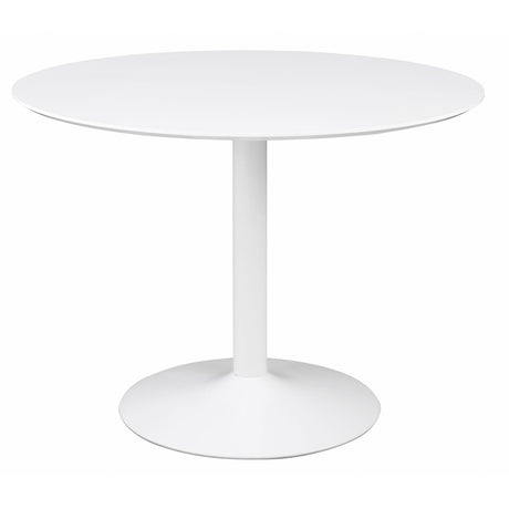 Lowry White 5-Piece Round Dining Set with Tulip Table and Eiffel Chairs