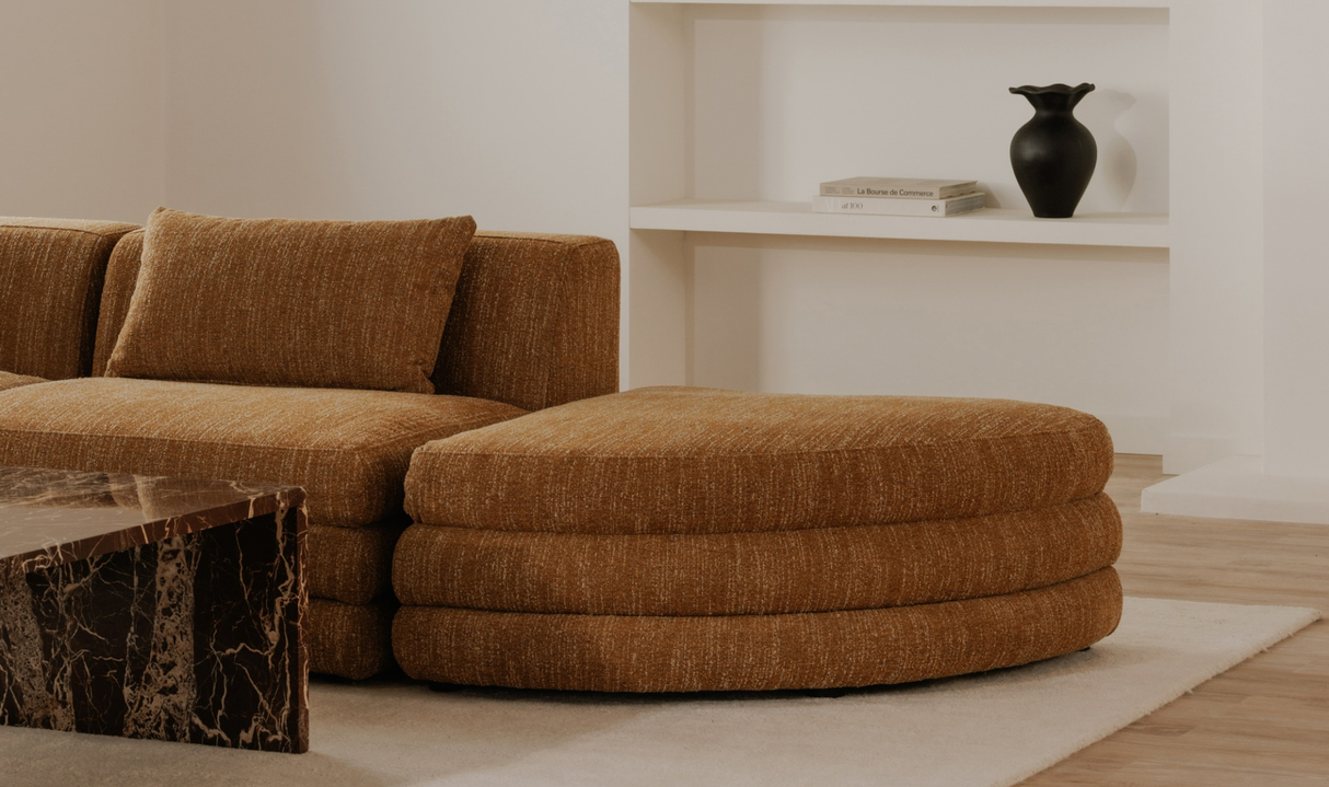 Lowtide Curved Ottoman Amber Glow by Moe's Home at Eve Furniture