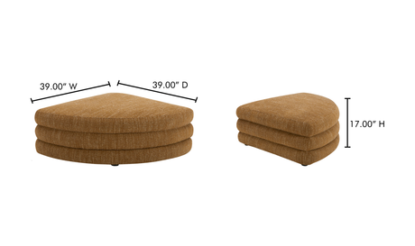 Lowtide Curved Ottoman Amber Glow by Moe's Home at Eve Furniture