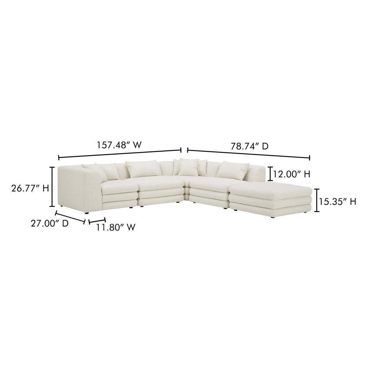 Lowtide Warm White Dream Modular Sectional by Moe's Home at Eve Furniture