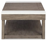 Loyaska Coffee Table with 2 End Tables in Grayish Brown/White by Ashley at Eve Furniture