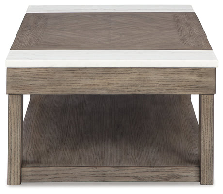 Loyaska Coffee Table with 2 End Tables in Grayish Brown/White by Ashley at Eve Furniture