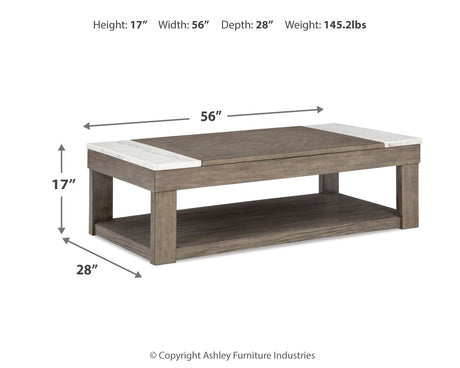 Loyaska Coffee Table with 2 End Tables in Grayish Brown/White by Ashley at Eve Furniture