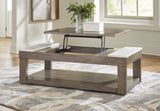 Loyaska Coffee Table with 2 End Tables in Grayish Brown/White by Ashley at Eve Furniture