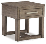 Loyaska Coffee Table with 2 End Tables in Grayish Brown/White by Ashley at Eve Furniture