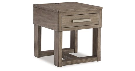 Loyaska Coffee Table with 2 End Tables in Grayish Brown/White by Ashley at Eve Furniture